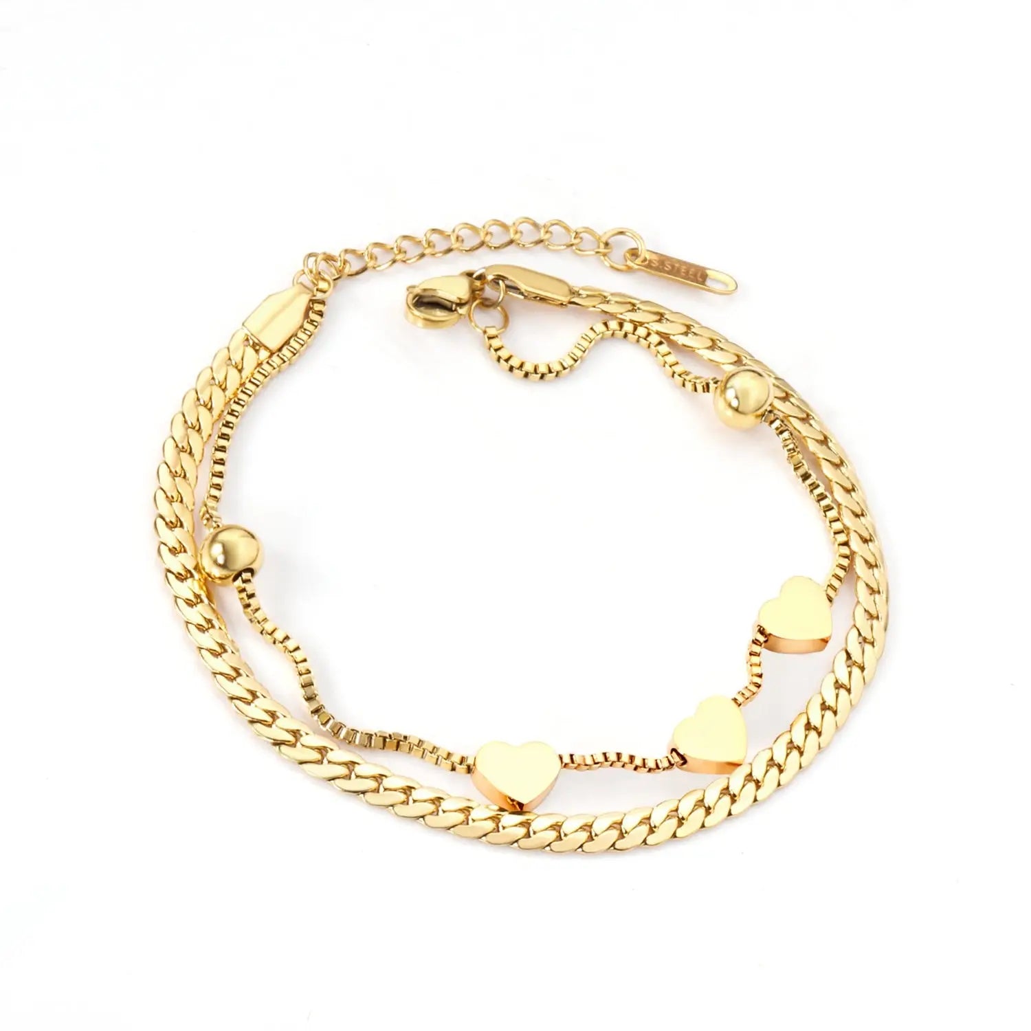 2022 Office Ladies Decor Heart Bracelets Charm Steel Gold Girls Chunky Chain Braclet For Women Valentines Gift Hand asonjewelry